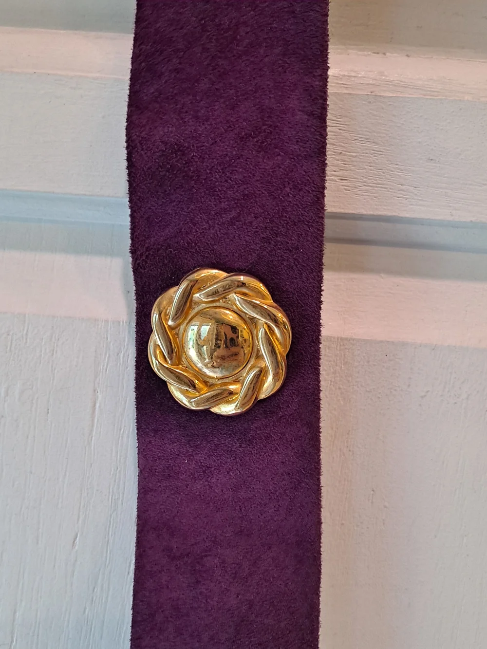 Patricia Smith Designer For JE Desiree Purple Suede Belt Gold Accents 80s 90s